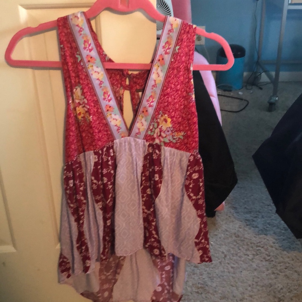 Free people floral blouse deep V